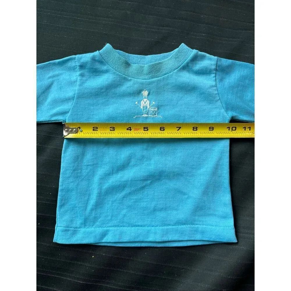 VTG 60s Health Tex Baby Top Drummer Boy Embroidered USA 18M Blue